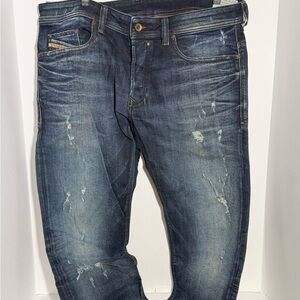 Diesel Men's Faded Blue Relaxed Jeans